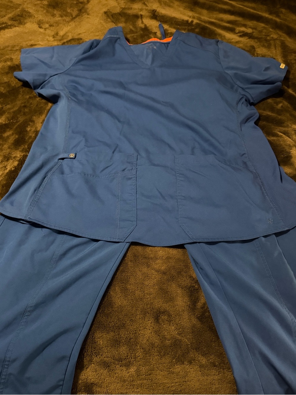 Med Couture Women’s Blue Medical Scrub top and bottoms